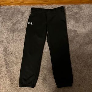 Youth Under Armour size 7 black baseball pants.